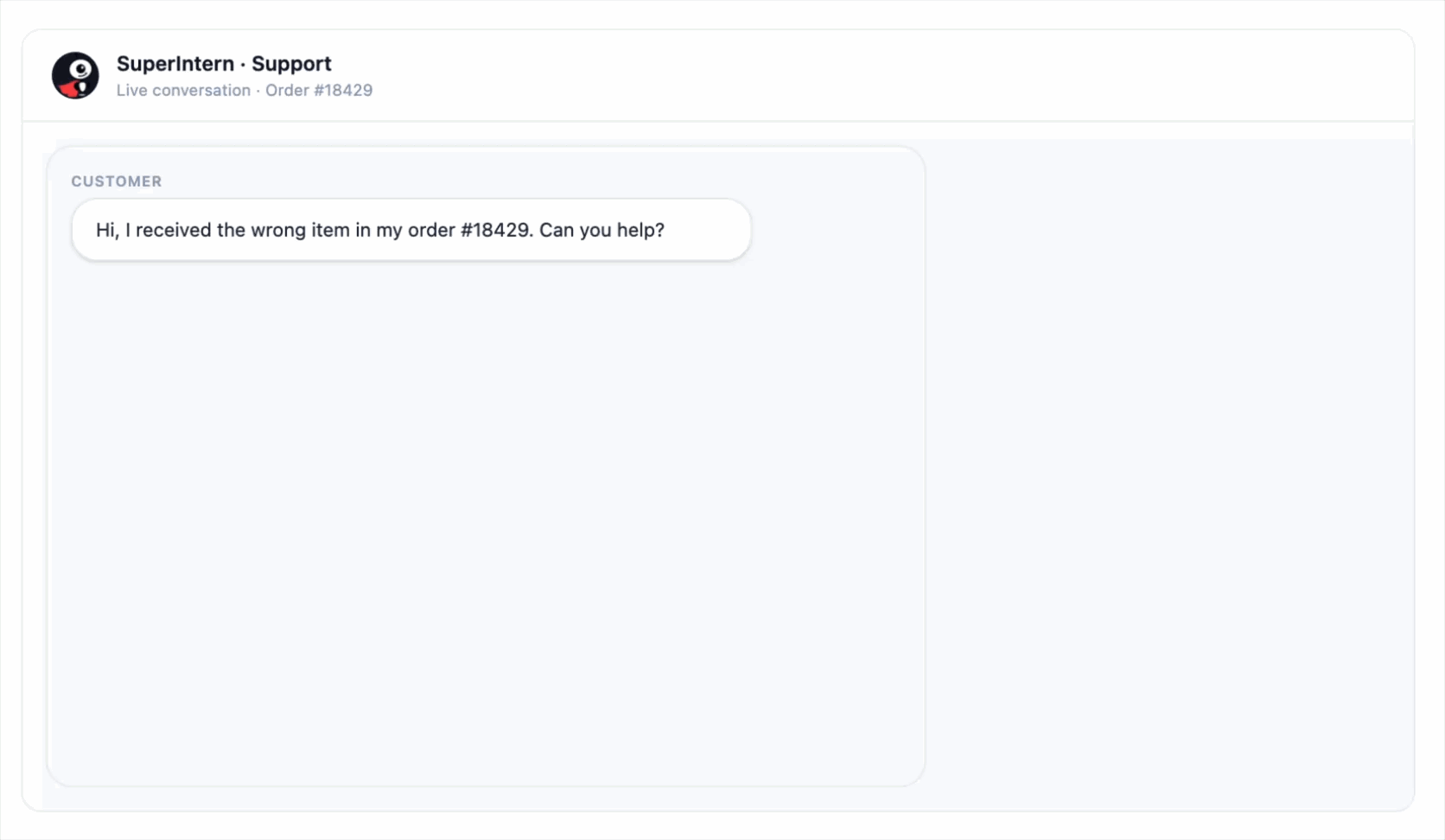 SuperIntern resolving a live customer conversation